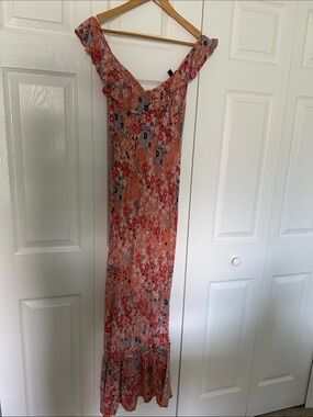 Jessica Simpson Peach Floral Maxi Dress